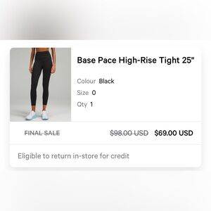 Lululemon Base Pace high rise leggings